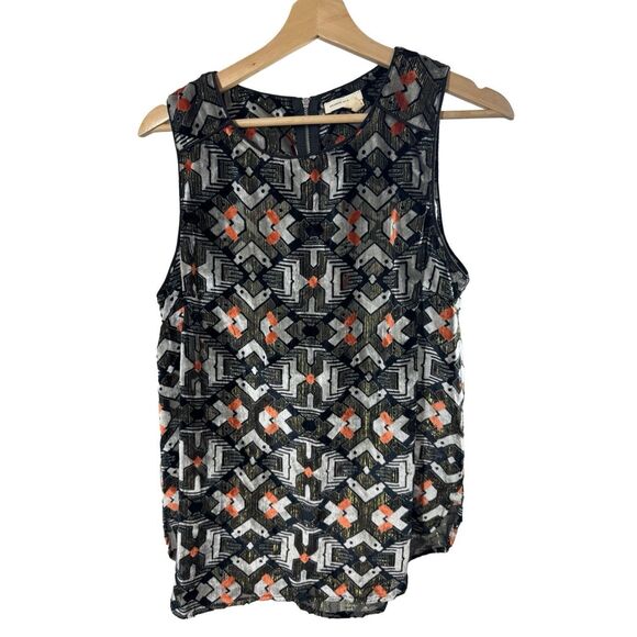 Meadow Rue Anthropologie Velvet Mettalic Tank Top Sleeveless Black Size Medium - Picture 1 of 9